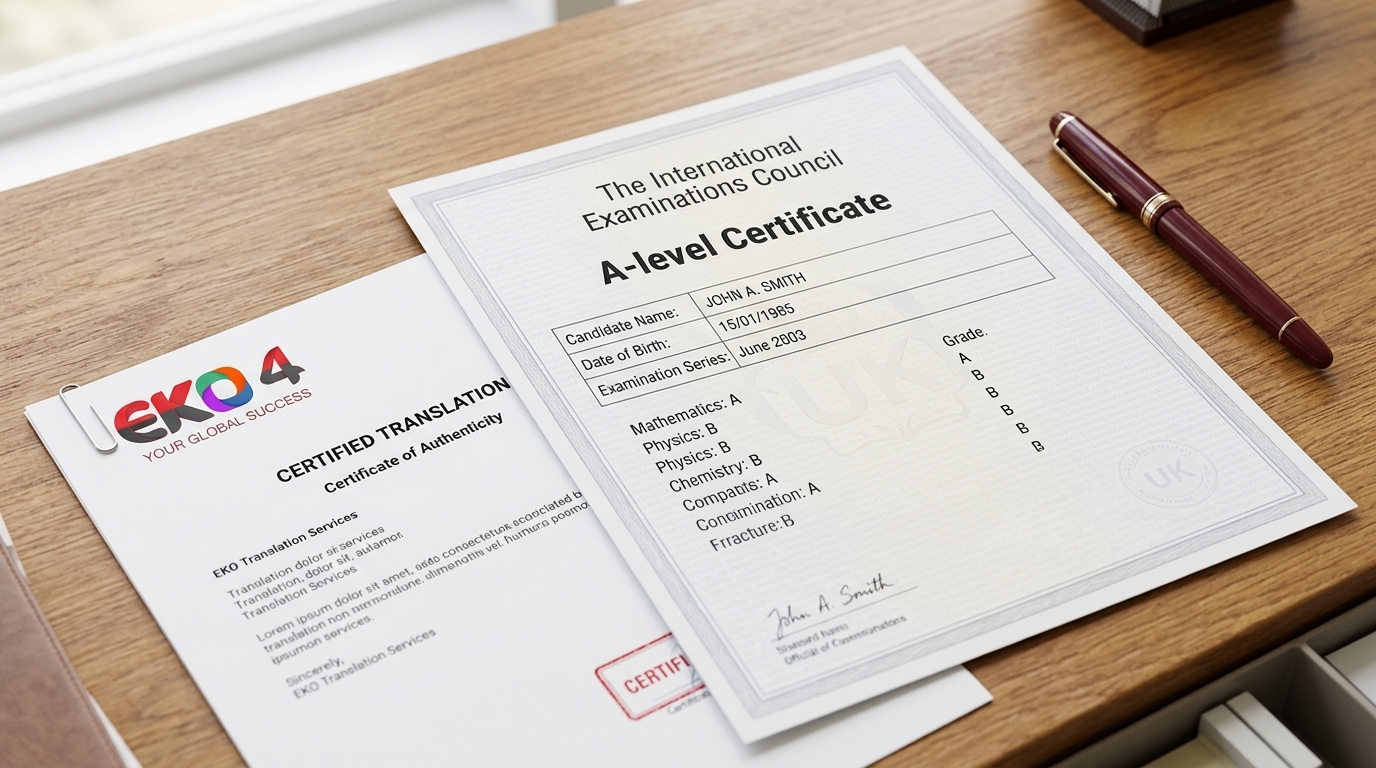 Translation of A-level certificate