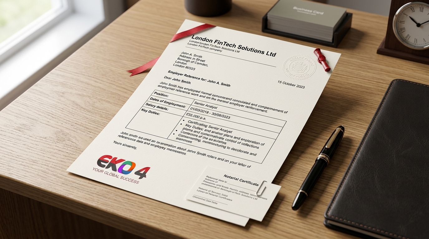 Notarisation of employer reference letter